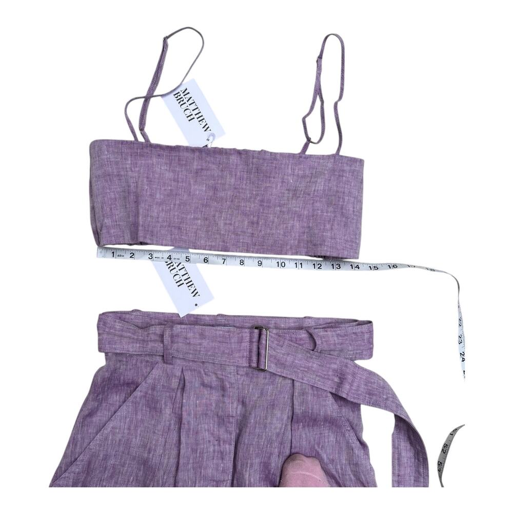 NWT Matthew Bruch Linen Wide Leg Pant and Structured Bandeau Crop Top - Picture 10 of 16